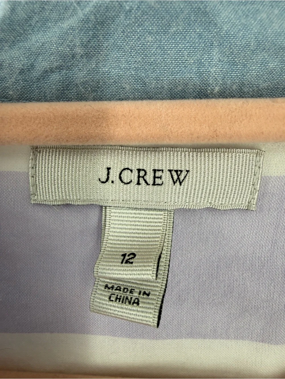 J.Crew Size 12 Striped Popover Shirt Lavender Orange Cotton Button Down